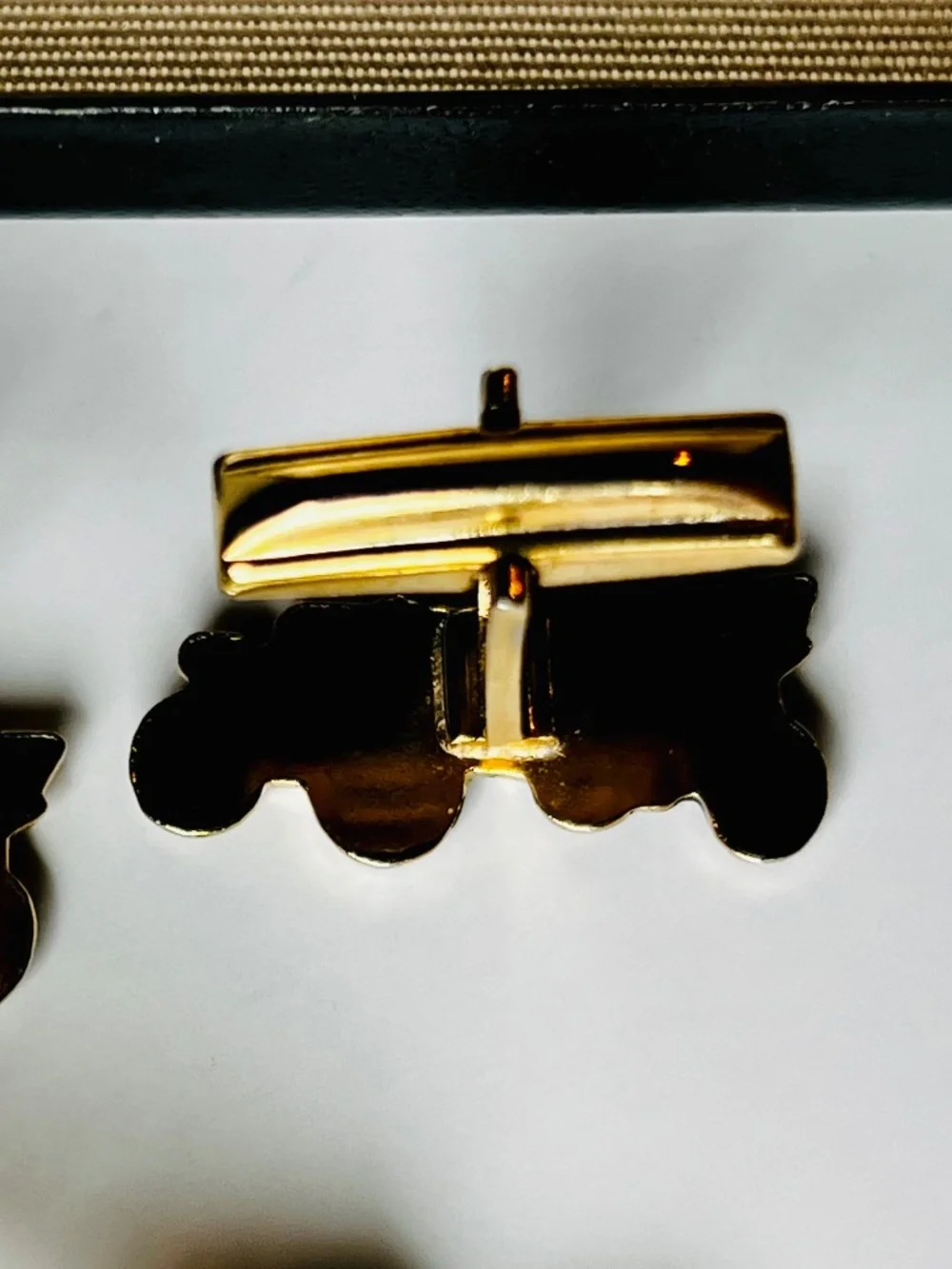 Vintage Gold Tone Antique Car Cufflinks & Tie Clasp Set